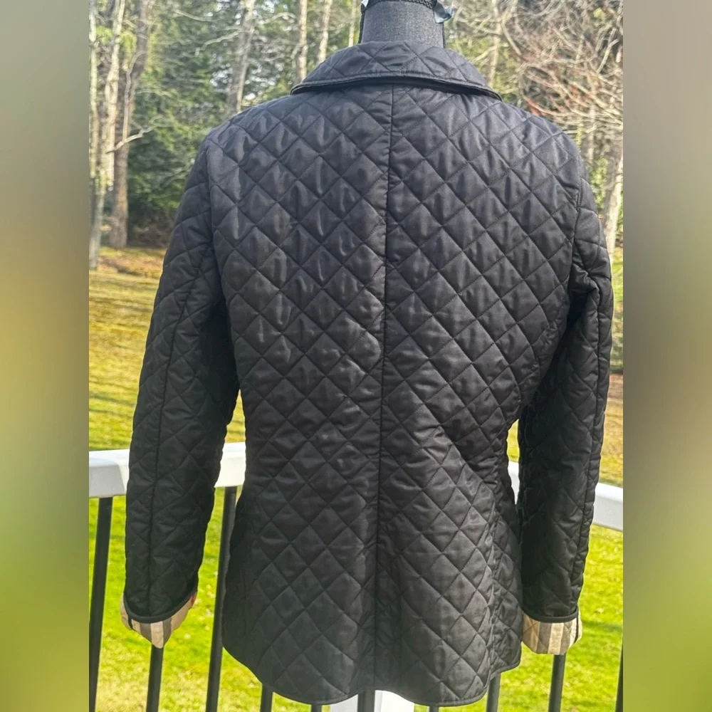 Burberry Black Quilted Authentic Jacket with Signature Check Trim Size XL - Picture 8 of 12